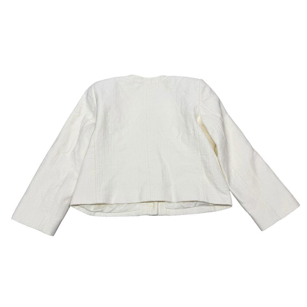 FRAME Cream Cotton Collarless Button Front Jacket Women’s Large - Picture 8 of 11